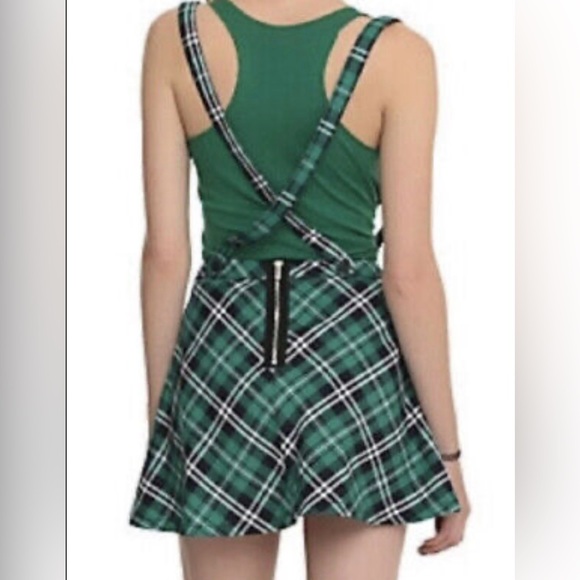 Royal Bones Green and Black Plaid Mini Jumper Skirt Zip Up Size Small - Picture 2 of 13